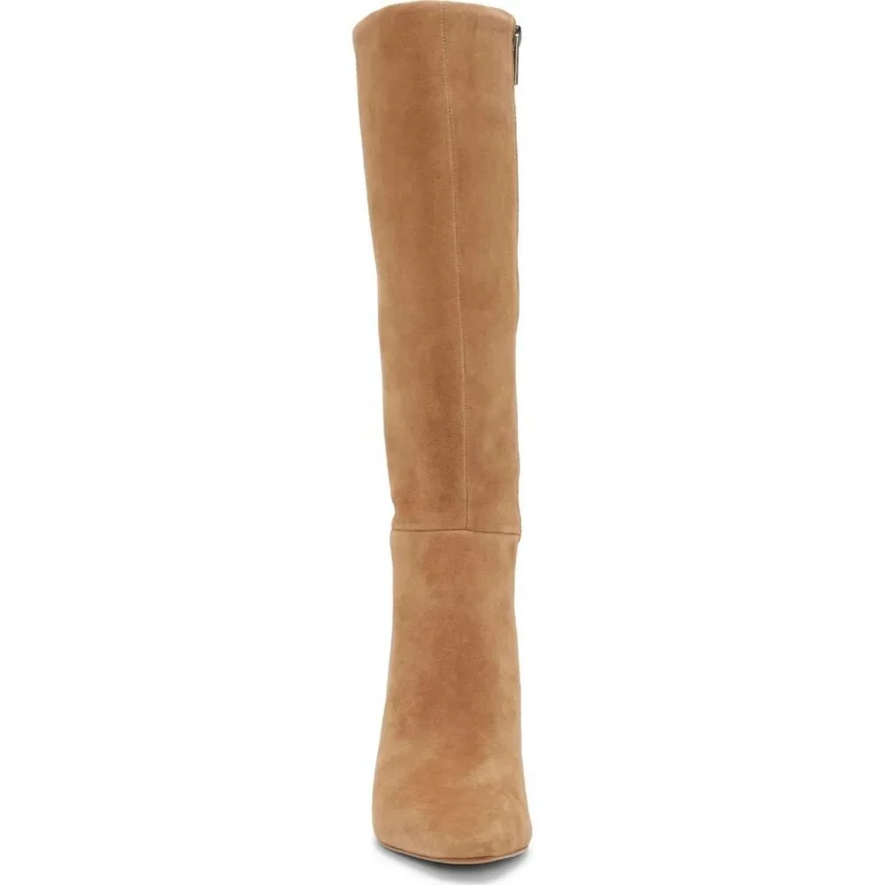 Women's Brown Rubber Arendie Knee-high Suede Side Zipper Boots